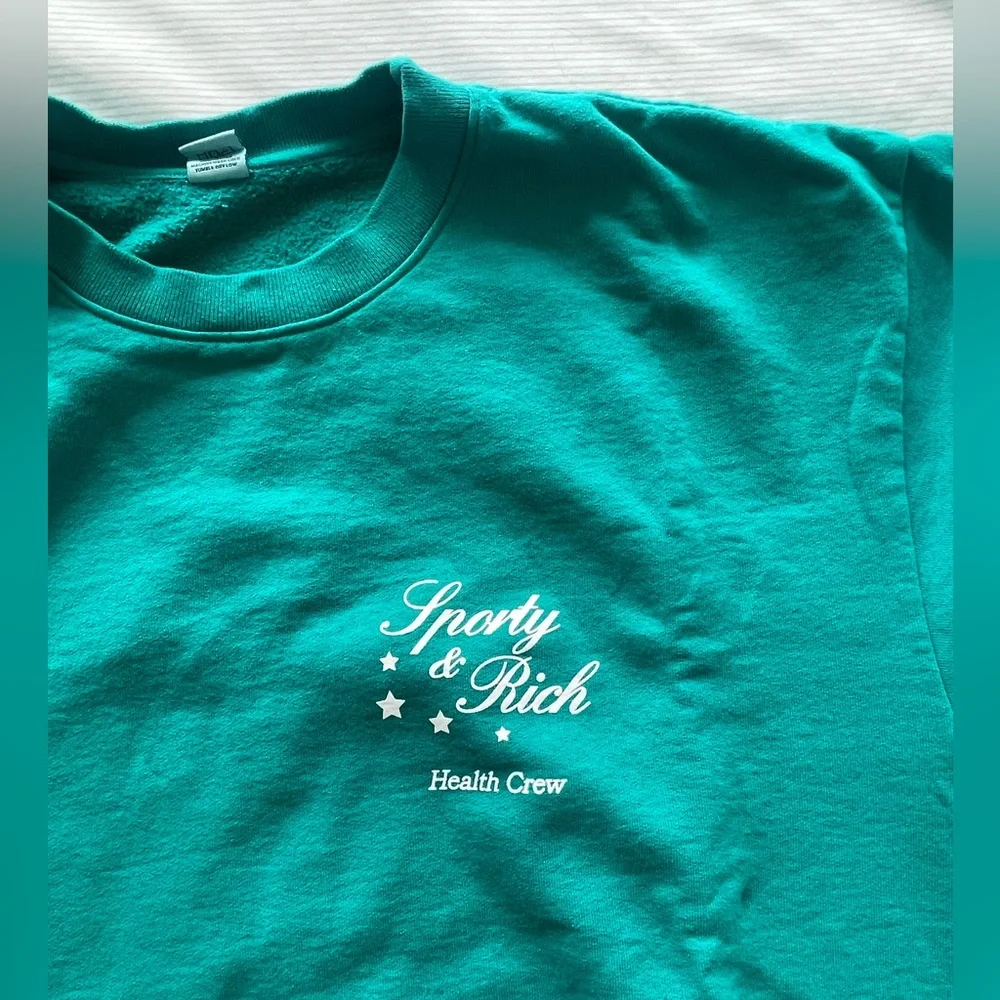 Sporty & Rich Teal Stars Health Crew Crewneck - Never Worn - Picture 1 of 4